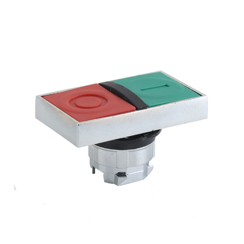 GXB4-BA82 Cabeza de botón pulsador de doble descarga, rectangular, momentáneo, marcado en rojo y verde, no iluminado 