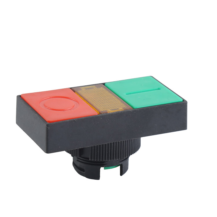 Tête de bouton-poussoir affleurant à Double commande verte et rouge GXB2-EW82 avec éclairage et symboles