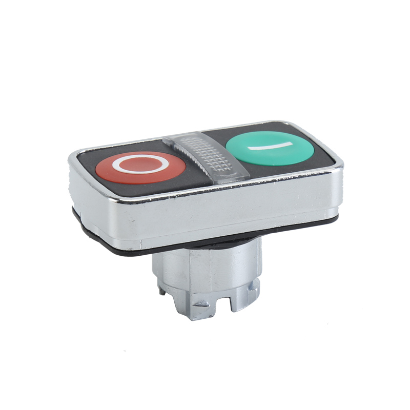 GXB4-BW82 Cabeza de botón pulsador de doble descarga rectangular iluminada en rojo, verde y negro con marcas