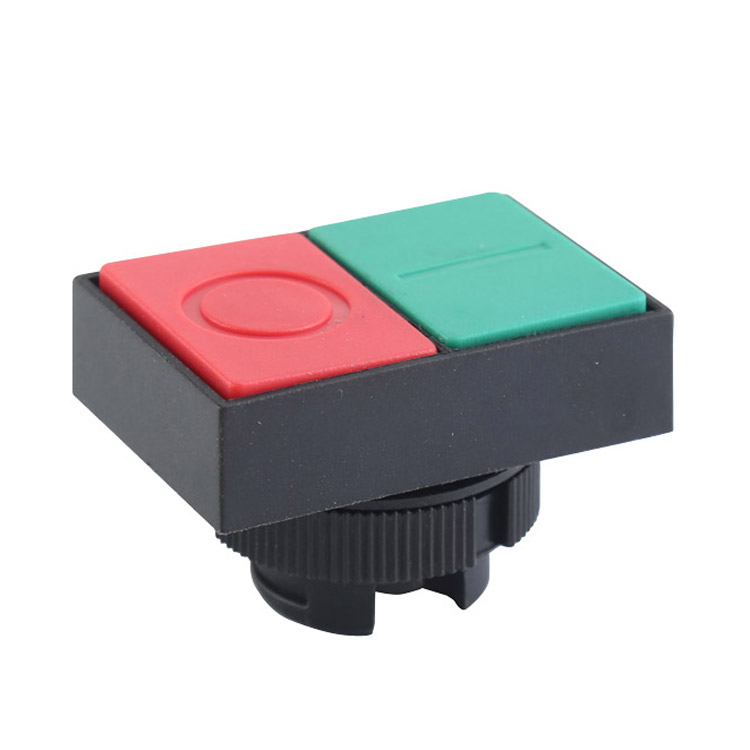 GXB2-EA82 Cabeza de botón pulsador de doble descarga marcada en verde y rojo sin luz