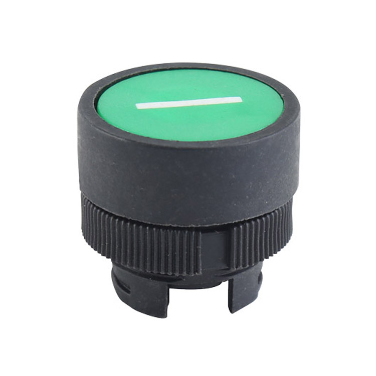 Cabezal de botón rasante de plástico redondo verde con retorno por resorte GXB2-EA331 con símbolo