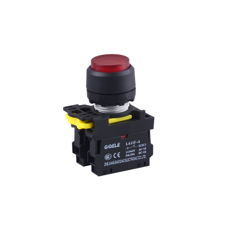 LA115-A1-11HD 1NO y 1NC Botón de descarga extendido iluminado momentáneamente de alta calidad con cabeza redonda y luz roja