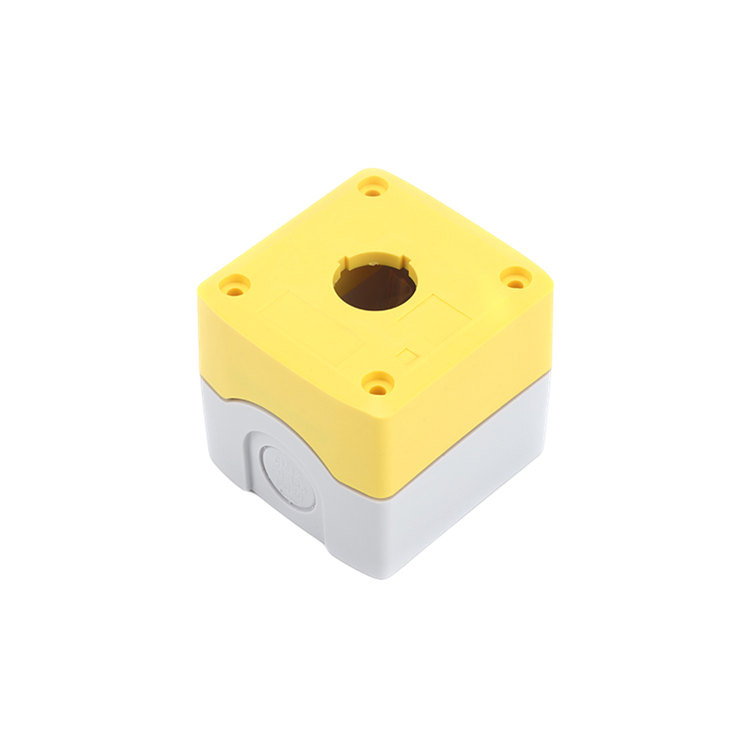GOB-1A-YW haute qualité un trou couvercle jaune Base blanche bouton poussoir boîte de commande