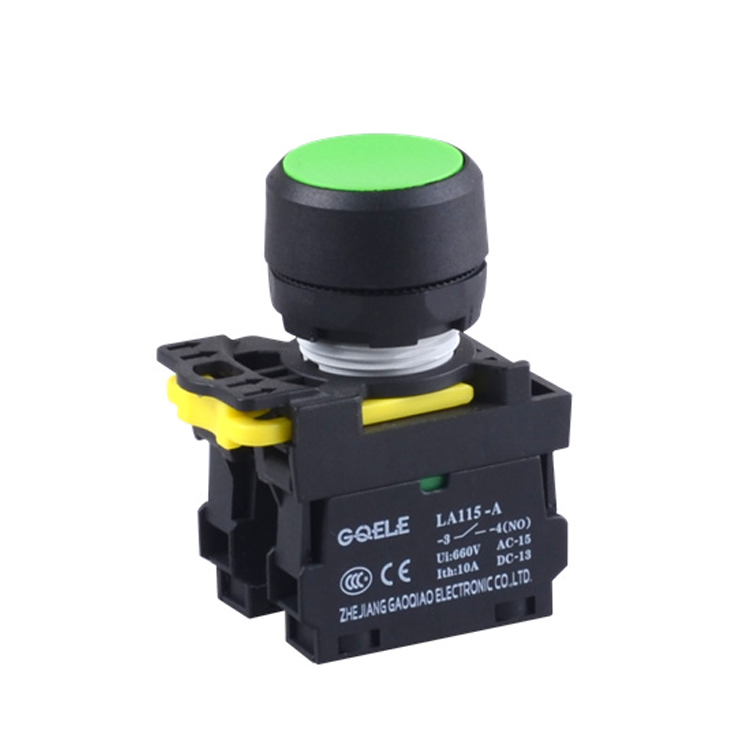 LA115-A1-11 Momentary 1NO&1NC Flush Push Button With Green Round Head And Without Illumination