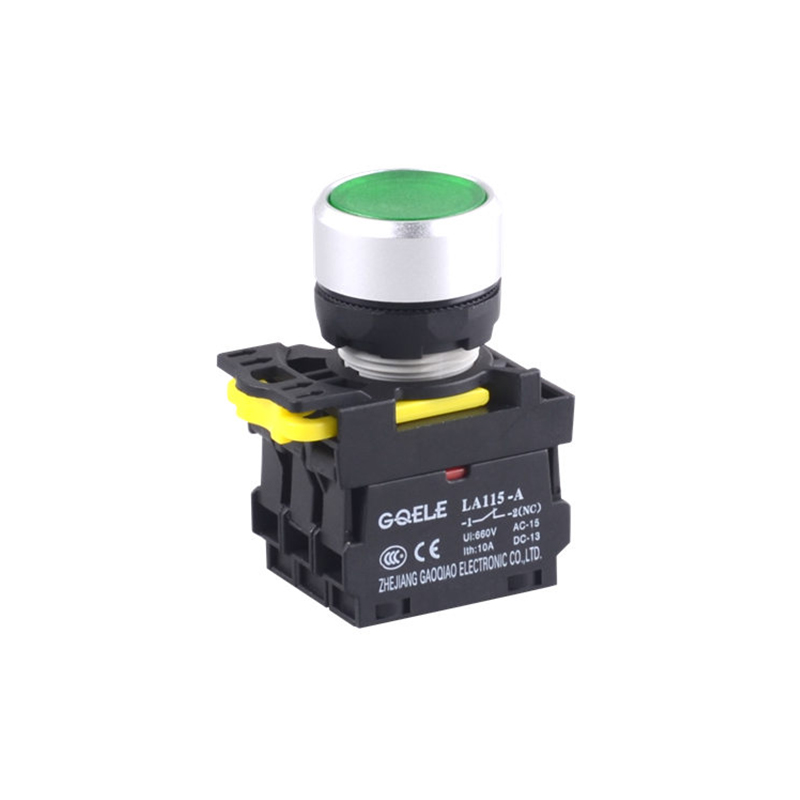 LA115-A2-11D 1NO&1NC Momentary Flush Push Button With Round Green Head And Green Light