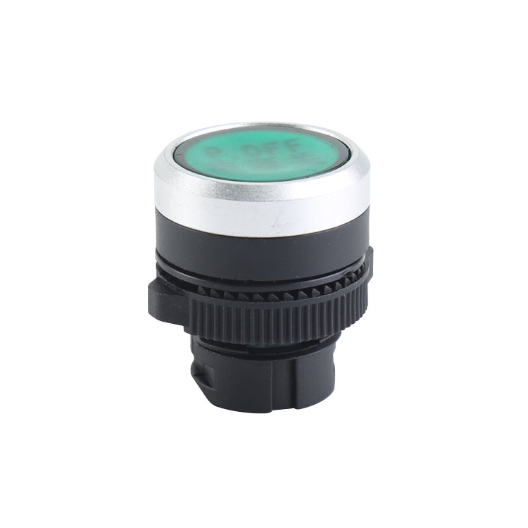 LA115-5-BD Зеленый кнопочный переключатель с мгновенной круглой головкой и символами и подсветкой 