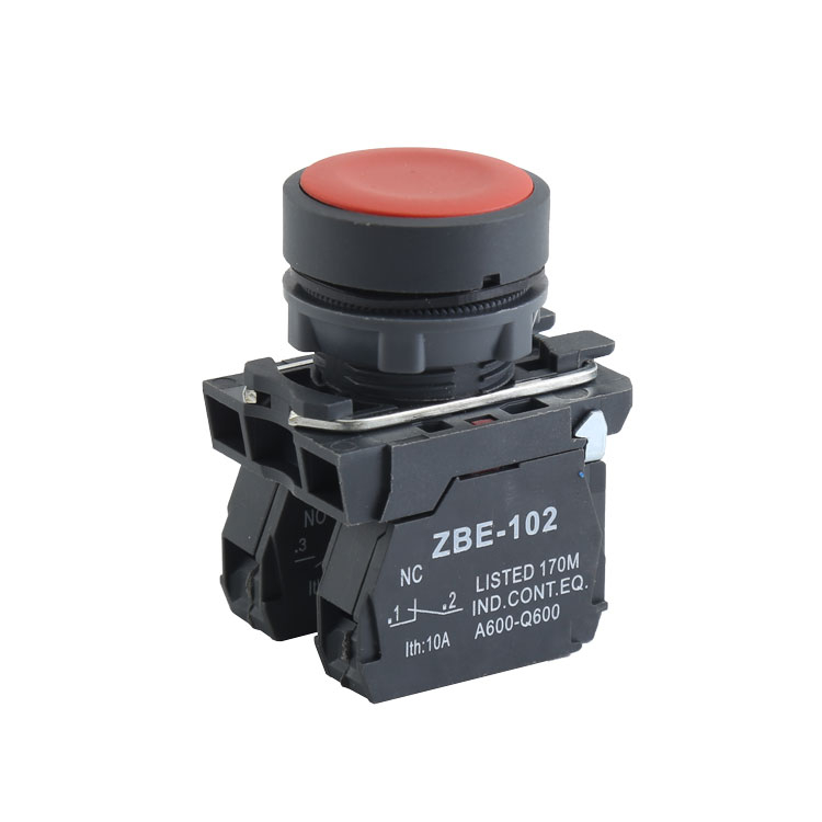 GXB4-EA45 高品質 1NO + 1NC モメンタリフラッシュプッシュボタン、赤い丸頭、照明なし