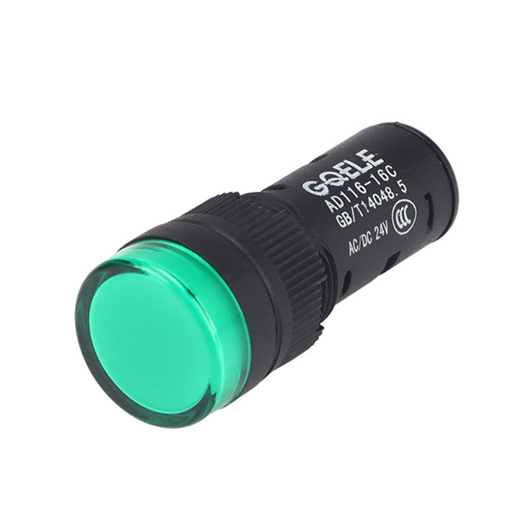 AD116-16C ضوء مؤشر LED عالي الجودة Φ16 مع غلاف أسود وضوء أخضر