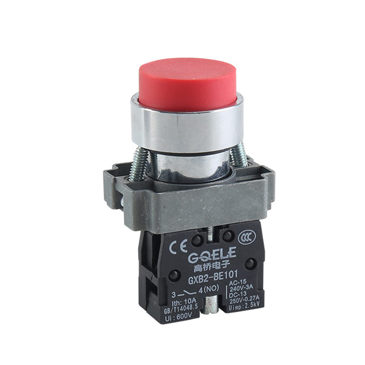 GXB2-BL41 Botón pulsador extendido momentáneo 1NO de alta calidad con cabeza redonda roja y retorno por resorte