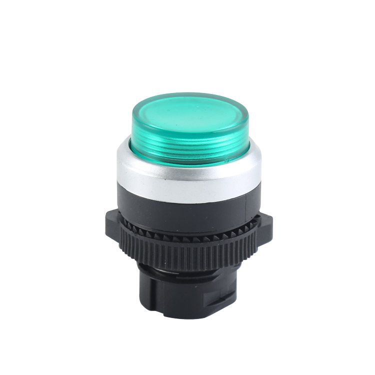 LA115-5-HD Cabeza de botón empotrada extendida redonda verde iluminada momentáneamente con luz verde
