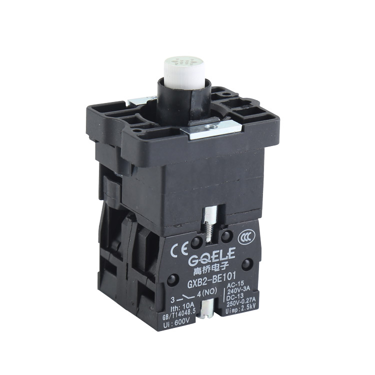 GXB2-EW063 1NO+1NC Black & White Plastic Contact Block And Holder With BA9S Lamp Block
