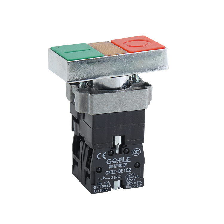 GXB2-BW82364 1НО и 1НЗ с подсветкой, зеленой и красной маркировкой, двойной контроль, кнопочный переключатель со скрытой головкой