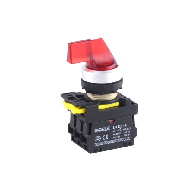 LA115-A2-11CXD 1NO y 1NC Botón pulsador del interruptor selector iluminado mantenido de 2 posiciones con mango largo