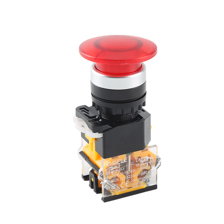 LA115-B8-11M Высокое качество 1NO и 1NC пластиковый грибной кнопочный переключатель с красной мгновенной головкой и без подсветки
