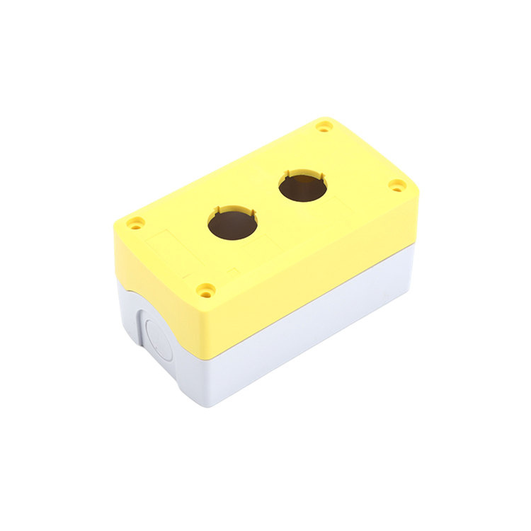 GOB-2A-YW Caja de control de botón pulsador de base blanca con cubierta amarilla de dos orificios de alta calidad