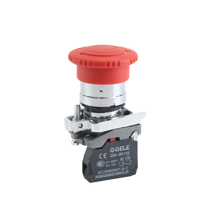 GXB4-BS542 haute qualité 1NC rouge Φ40 tête en forme de champignon bouton poussoir d'arrêt d'urgence avec libération par torsion