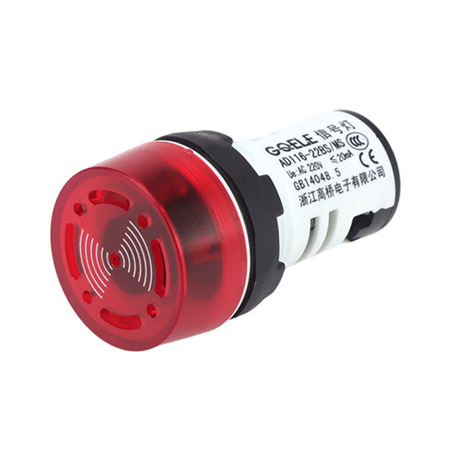 Zumbador intermitente Φ22 de alta calidad y larga duración AD116-22BS/MS con carcasa blanca y negra y luz roja