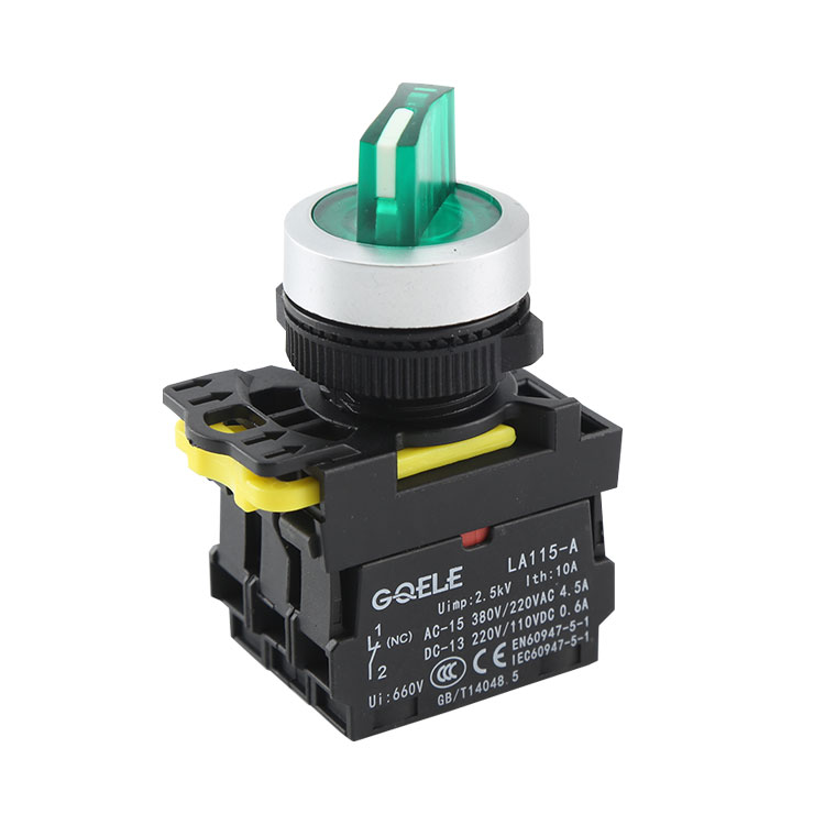 LA115-A5-11XD alta calidad 1NO y 1NC dos engranajes interruptor Selector de bloqueo automático botón con luz mejor precio impermeable