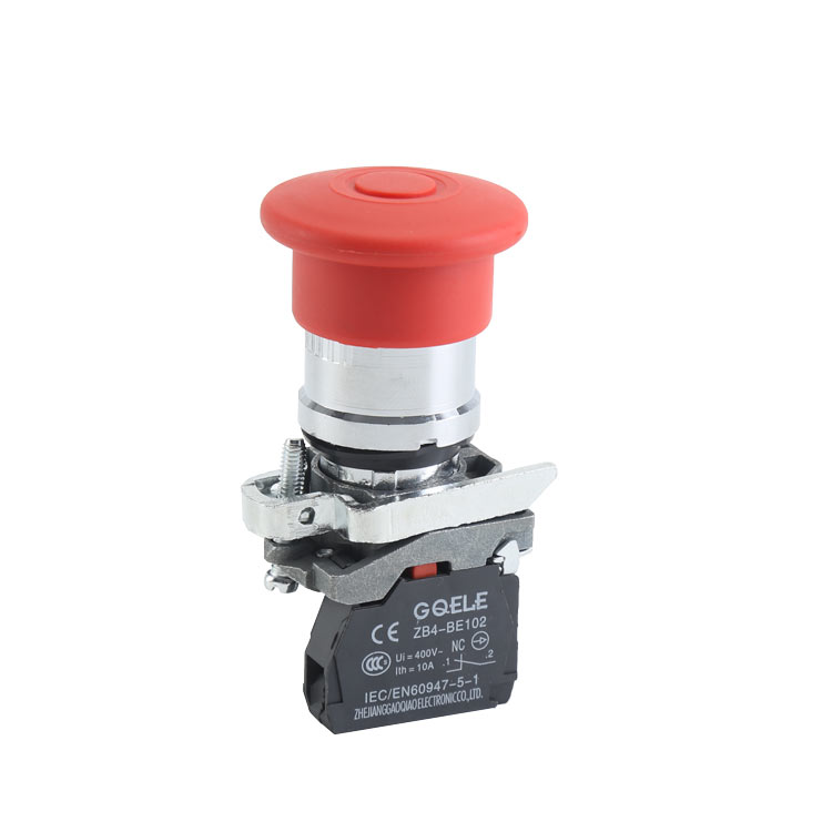 Interruptor de botón de Metal de parada de emergencia 1NC Φ40 de alta calidad con cabeza en forma de seta roja y acción de liberación de tracción