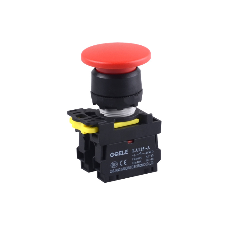 LA115-A1-11M Botón pulsador de seta momentáneo 1NO y 1NC de alta calidad con cabeza roja y sin iluminación