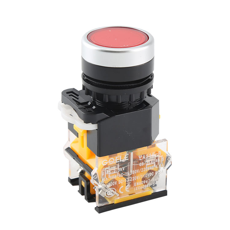 Interruptor de botón de descarga de plástico momentáneo LA115-B8-11BN 1NO y 1NC con cabeza roja y sin iluminación