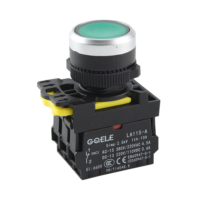 LA115-A5-11D Interruptor de botón empotrado iluminado e impermeable 1NO y 1NC con cabezal redondo y ligero y mejor precio y alta calidad