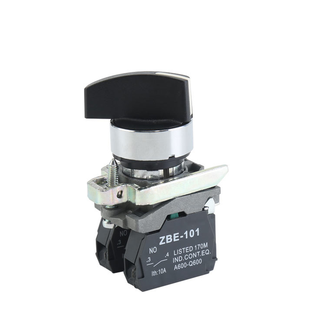 GXB4-BJ53 Momentary 2NO 3- Position Selector Switch Push Button With Round Head And Black Long Handle