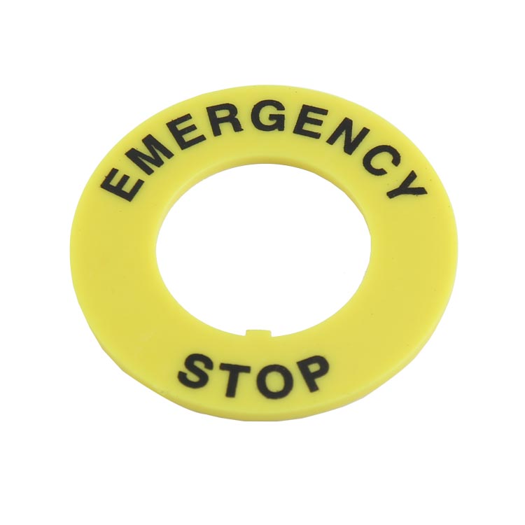 Accesorios de advertencia amarillos y negros GXB2-ER40 con palabras utilizadas en el botón de parada de emergencia