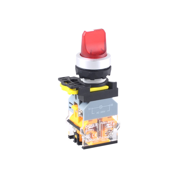 LA115-B2-11XD 1NO y 1NC mantenido botón Selector de 2 posiciones con mango corto y luz roja y alta calidad