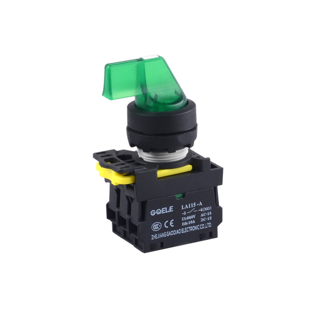 LA115-A1-11CXD High Quality 1NO+1NC 2- Position Maintained Selector Push Button Switch With Long Handle and Illuminated
