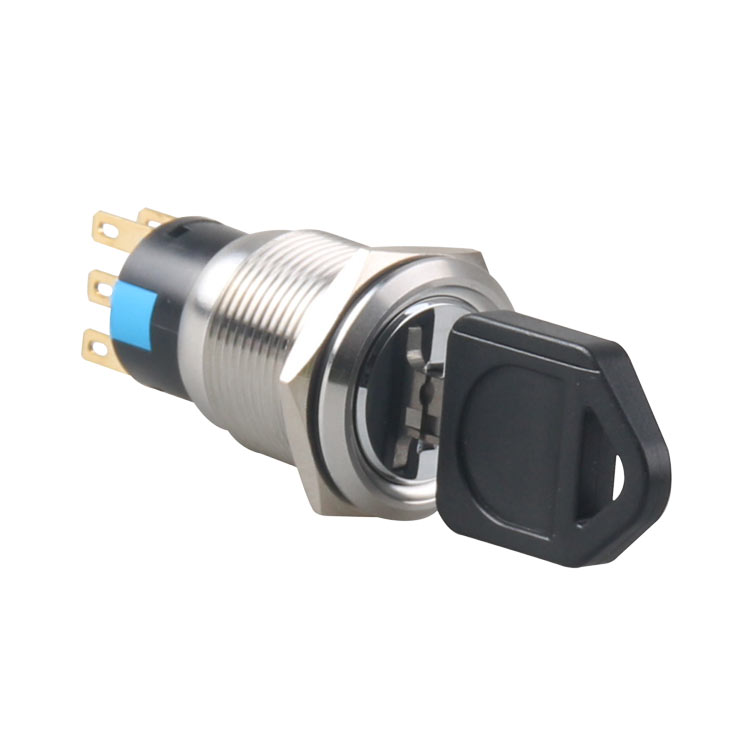 GL-19Y11-SJ Schlüsselschalter 19 mm EIN-AUS-Taste Metalldruckknopf mit Anschluss-LED-Druckknopfbeleuchtung