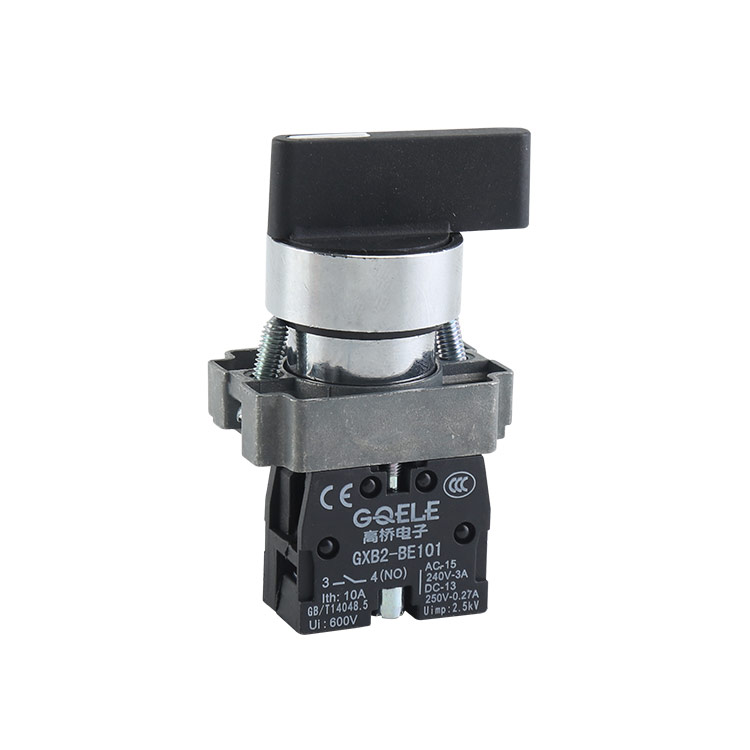 GXB2-BJ41 Momentary 1NO 2- Position Selector Switch Push Button With Black Long Handle And Round Head
