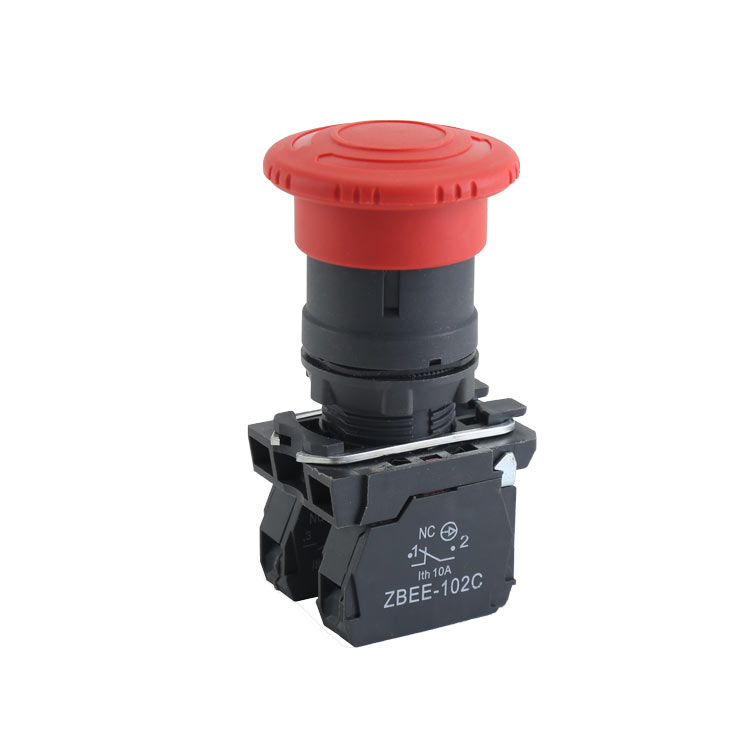 Обычный 1NO и 1NC красный пластиковый кнопочный переключатель аварийной остановки с грибовидной головкой Φ40 и поворотным механизмом и высоким качеством