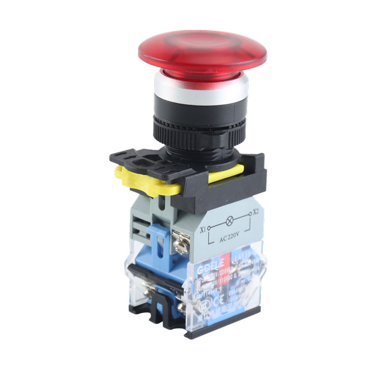 LA115-B5-11MD 1NO и 1NC грибовидный кнопочный переключатель с мгновенной подсветкой и красным светом