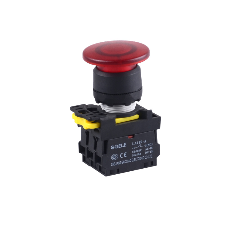 LA115-A1-11MD 1NO y 1NC interruptor de botón de seta iluminado momentáneo con luz roja