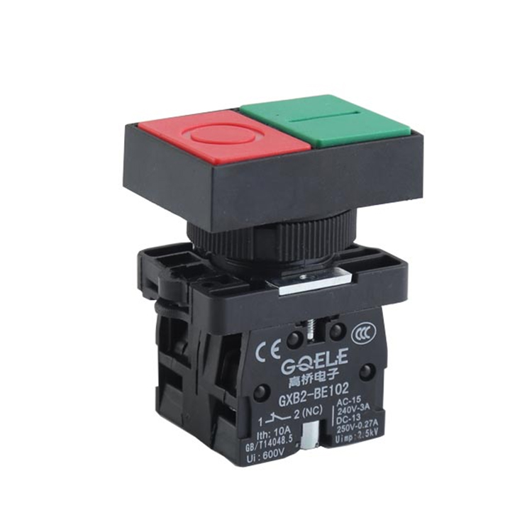 GXB2-EL8434 1NO y 1NC Botón pulsador de cabezal de Control doble marcado de alta calidad con cabezal rasante y extendido verde y rojo 
