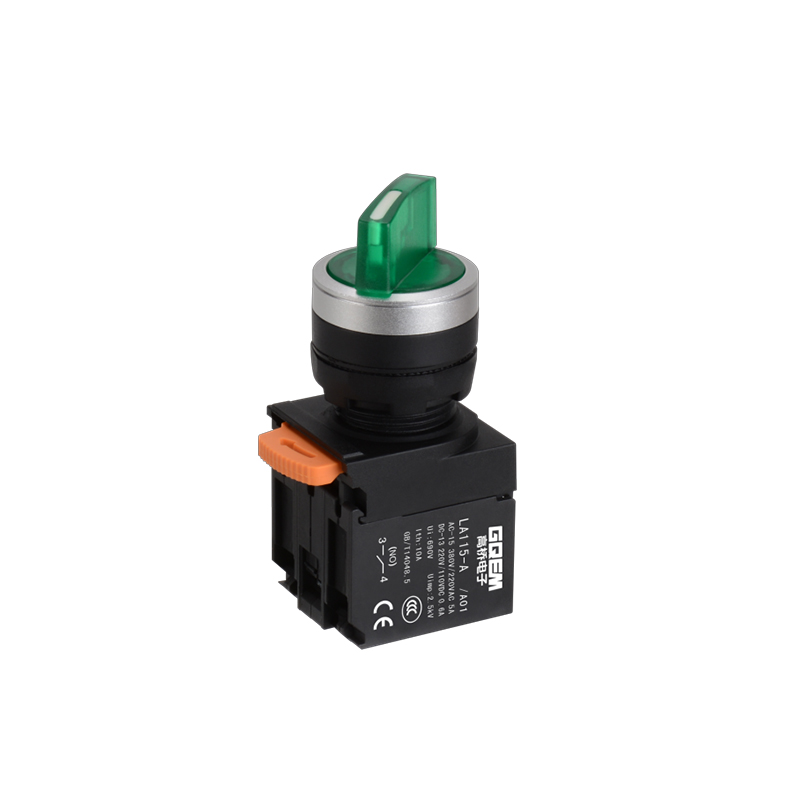 LA115-A5-11XD/A01 High Quality 1NO&1NC 2-Position Selector Switch Push Button With Round Green Head And Green Light And Waterproof