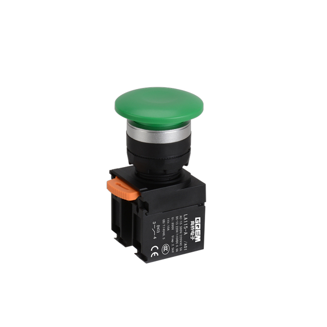 LA115-A5-11M/A01 1NO&1NC Momentary Plastic Mushroom Push Button With Green Head And Without Illumination