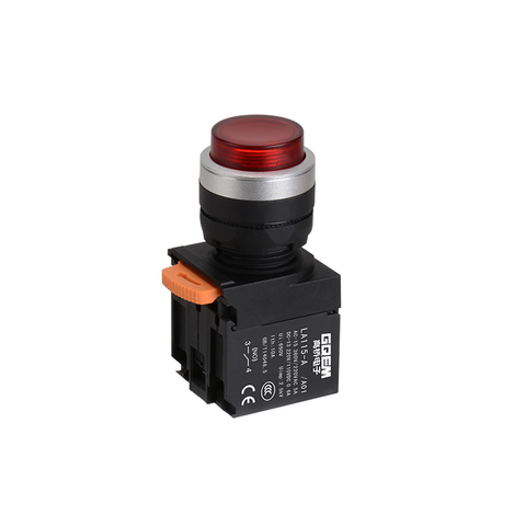 LA115-A5-11HTD/A01 1NO&1NC High Quality Maintained Illuminated Extended Flush Push Button With Round Red Head And Red Light