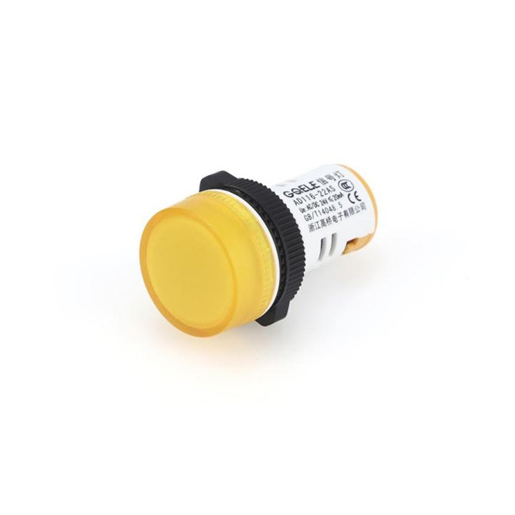 AD116-22AS High Quality Φ22 LED Pilot Light With Black&Yellow Shell And Yellow Light