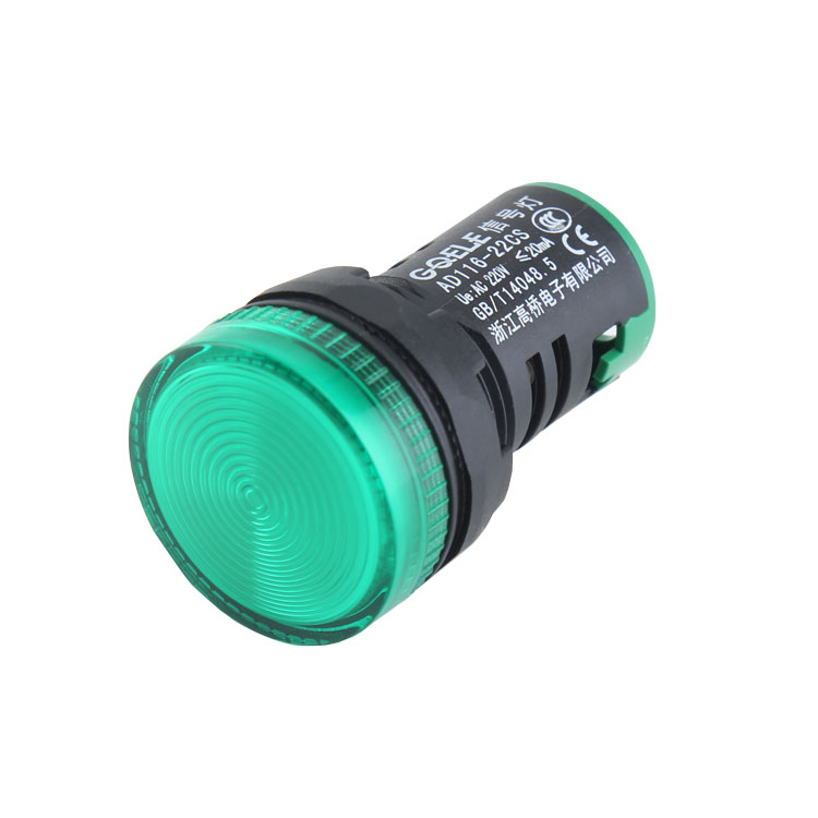 Luz indicadora de LED AD116-22CS Φ22 con carcasa negra y luz verde