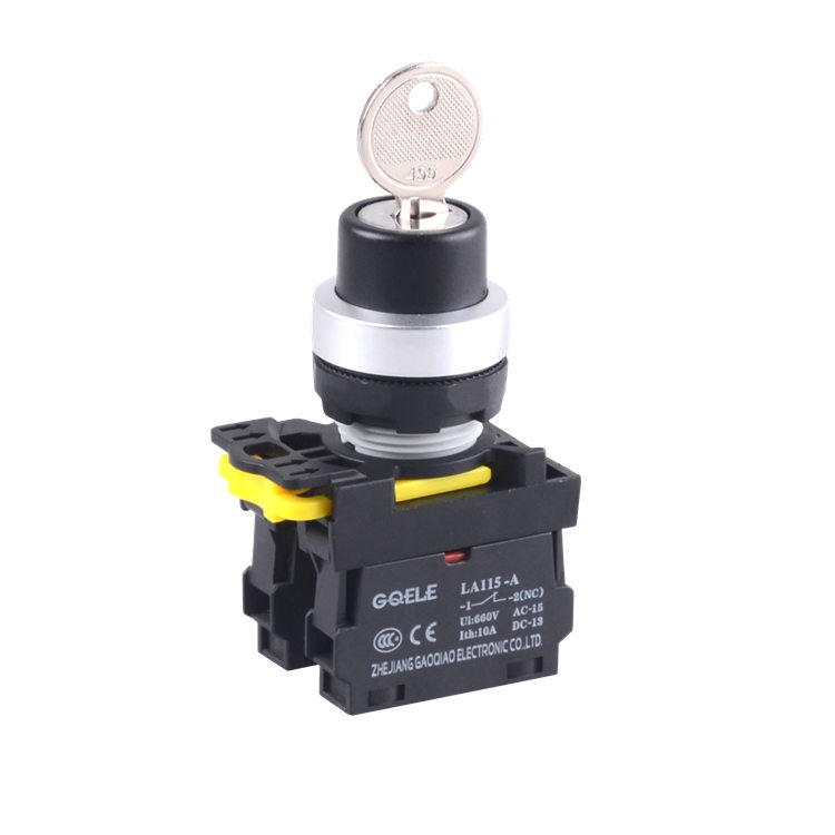 LA115-A2-11Y High Quality 1NO&1NC Key Control Maintained 2-Position Keylock Push Button Switch With Round Head