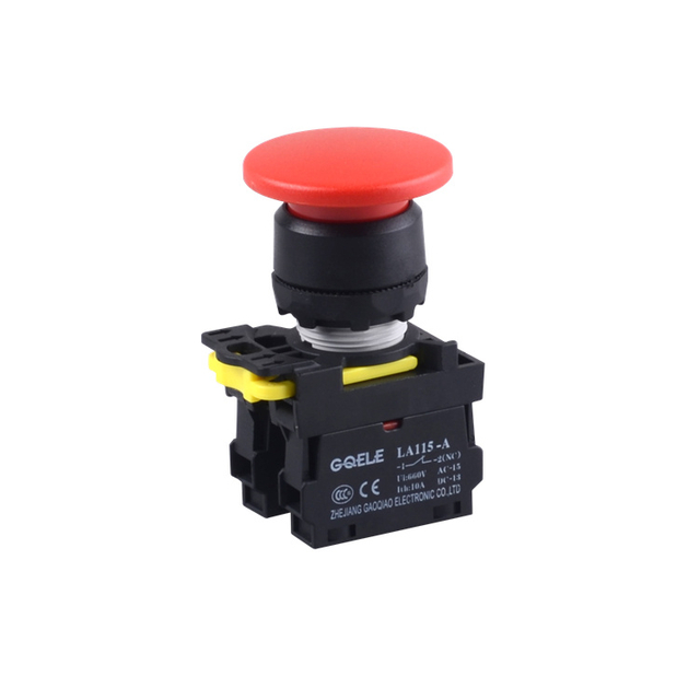 LA115-A1-11M High Quality 1NO&1NC Momentary Mushroom Push Button With Red Head And Without Illumination