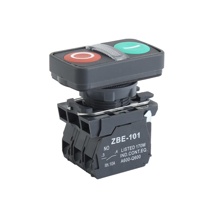 GXB4-EW82364 1NO&1NC Marked & Illuminated Green & Red Dual/Double Control Head Push Button Switch