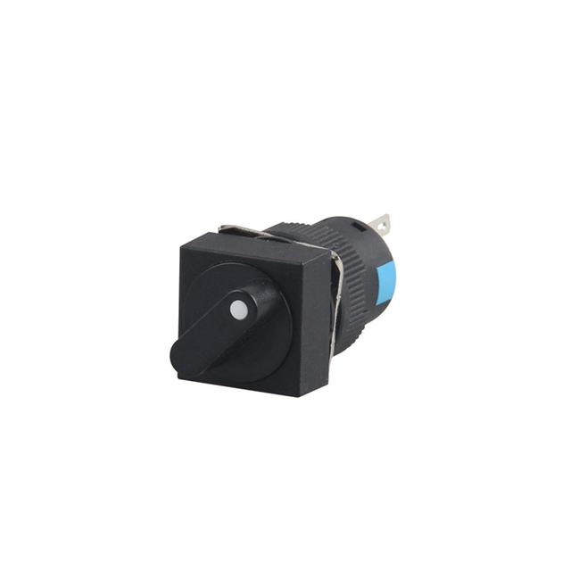 LA115-C-11XF Waterproof 16mm Mini Black Square Head Rotating Handle Selector Push Button Switch With Welding Connection