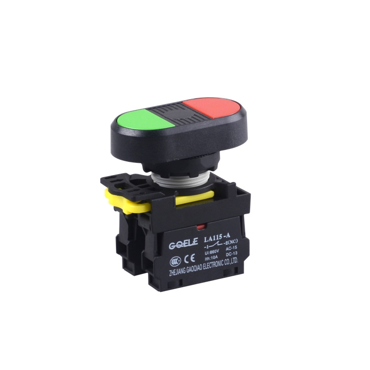 LA115-A1-11R 1NO&1NC Double Head Push Button Switch With Green & Red Head And Without Illumination And No Symbols