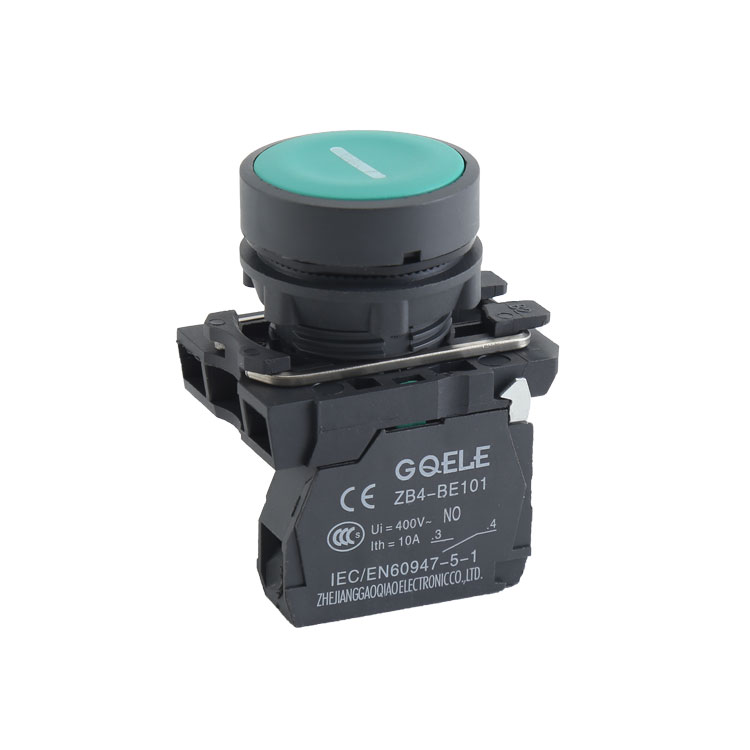 GXB4-EA3311 1NO Momentary Flush Push Button Switch With Round Shape Green Head And Symbol