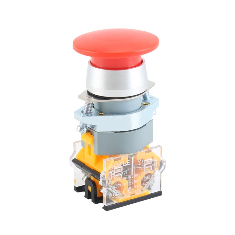 LA115-B9-11M 1NO&1NC Momentary Aluminum Mushroom Push Button With Red Head And Without Illumination