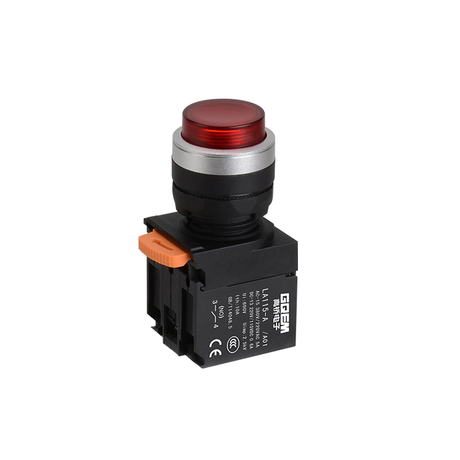 LA115-A5-11HD/A01 1 Schließer und 1 Öffner, beleuchteter, erweiterter Drucktaster mit rundem Kopf und rotem Licht