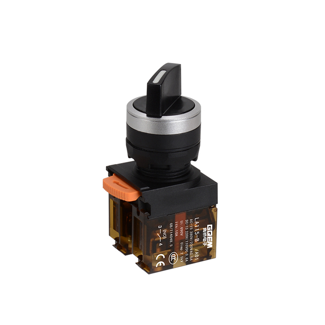 LA115-B5-11X/A01 1NO&1NC Maintained 2-Position Selector Switch Push Button With Black Short Handle And Without Light